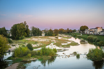 Loire River in Orleans at sunset, France