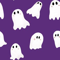 Seamless pattern with ghosts. Halloween theme