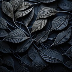 Black leaf pattern composition. Leaf logo illustration. Pattern leaves wallpaper. 3d wallpaper leaves.
Figured ornament from leaves for printing. A beautiful wreath of leaves. Generative ai.