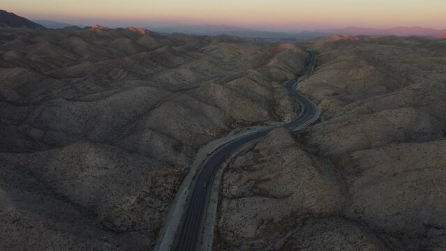 Scenic highway of Balochistan at sunset, Desert Landscape, Pakistan, Drone shot