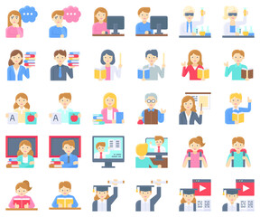 An education related avatar flat icon set