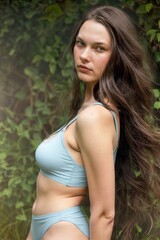 Naklejka na ściany i meble sexy environmentally conscious woman with a bohemian vibe in simple underwear