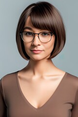 Fototapeta premium sexy hot tech savvy and confident woman with a modern hair cat and underwear