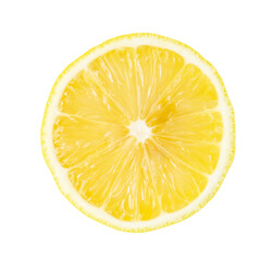 Top view of beautiful yellow lemon half isolated on white background with clipping path in png file...