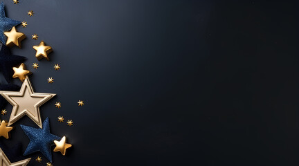 Christmas background concept with stars top view