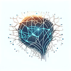 I love AI neural network stylized symbolic image logo