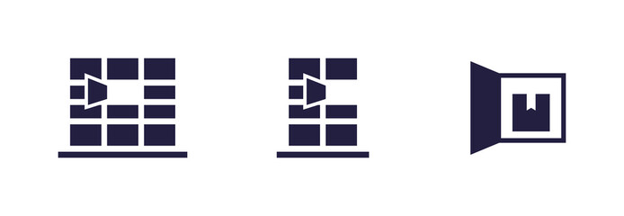 delivery box for picking up parcels from e-shop, flat solid icon