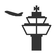 Vector illustration of airport towers icon in dark color and transparent background(png).