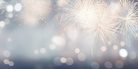 Silver and white fireworks on New Year's Eve.