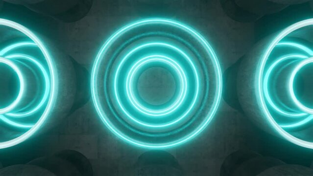 Abstract work dynamics. Animation for presentation, glowing background for a party. Animation of pumping rings. The movement of luminous rings.