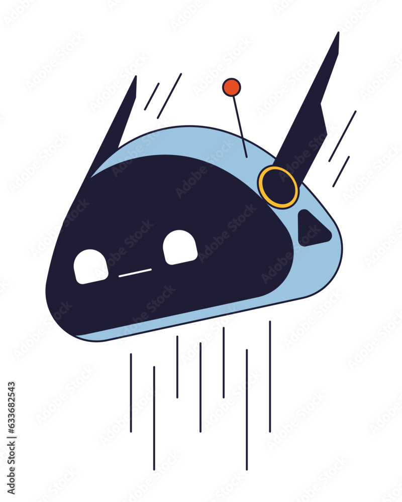 Poster robot android head flat line color isolated vector object. ai technology. robotics. editable clip ar