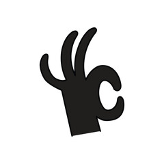 Obraz premium Human hand with two fingers shows ok and approve gesture. Perfectly ok hand symbol vector graphics.