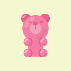 Obraz na płótnie Canvas Pink gummy bear candy icon. Vector cartoon illustration.