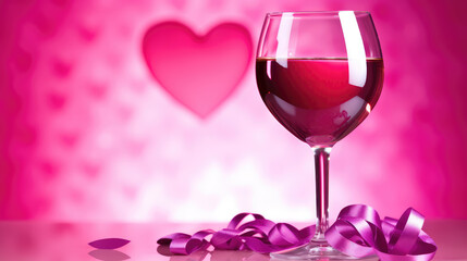 Fototapeta na wymiar glass of red wine and heart