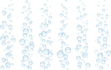 Fizzy bubbles in transparant water. Effervescent vitamin pill or soluble tablet of aspirin dropped into glass. Air baloons motion dissolving capsule of medication.