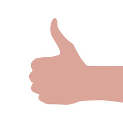 Vector flat illustration of a thumb up, showing like. Vector design element for infographic, web, internet, presentation.
