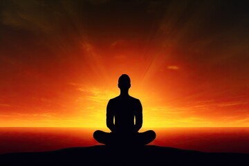 Healing Horizons: The Meditative Silhouette's Visual Allegory for Yoga, Internal Renewal, and Half-Done Emotional Progress Generative AI