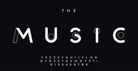 Futuristic techno font, creative typeface. Abstract contours reflect electronic vibe EDM. Modern alphabet for music festival logos and headlines. Vector typeset