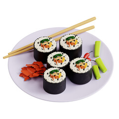 3D illustration of a Korean dish Gimbab