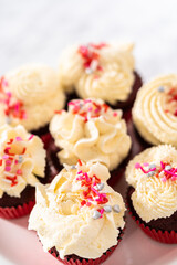 Red Velvet Cupcakes with White Chocolate Ganache Frosting