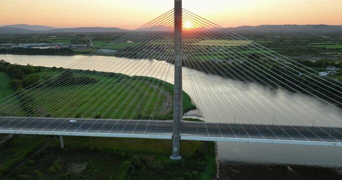 Fantastic bridge over the Suir River against the sunset