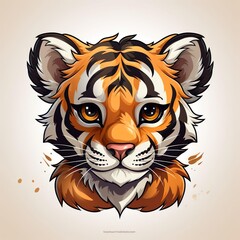 Tiger head illustration isolated background made with generative a technology