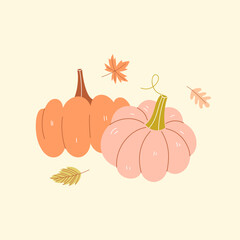 Set of autumn leaves and pumpkins - 633689758