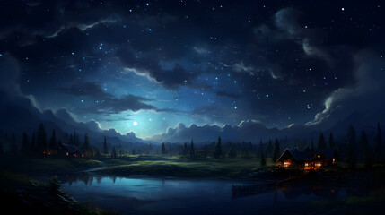 wunderschöne Landschaft bei Nacht