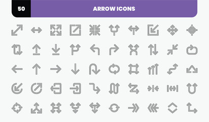 Simple Arrow Icon Set with Outline Style. Right,Left,Move,Forward,Next. Vector Icon.