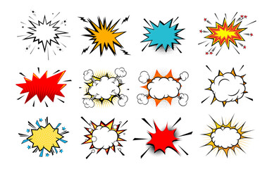 Large Set Comic Boom Explosion Bubble © Grunge Designs