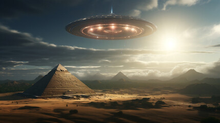 ufo hovering over the pyramids of giza