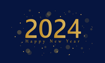 2024 new year background, poster, with confetti and bokeh effect