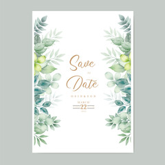 green leaves wedding card set