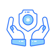 Hands holding medical shield, concept of health insurance, medical insurance vector