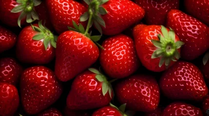 Fotobehang Red strawberries web banner background © AhmadSoleh