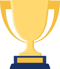 Shiny golden trophy cup with stand, the first prize design element object.