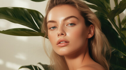 Naklejka premium Beautiful woman with natural make-up