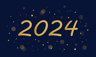 Obraz na płótnie Canvas Happy new year 2024 card with bokeh and light effect, Elegant gold text.