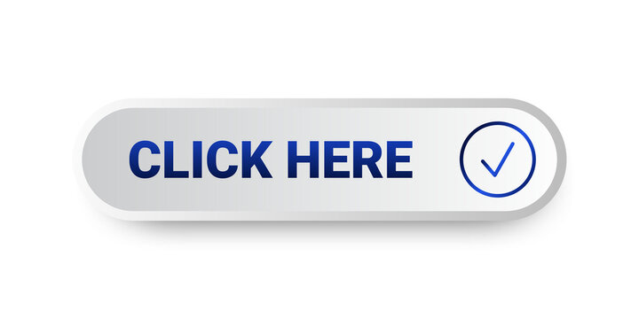 Modern trendy button set.click here lettering button transparent background