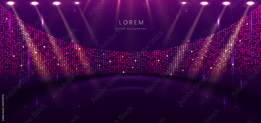 Canvas Prints elegant purple stage horizontal glowing with lighting effect sparkle on dark background. template pr
