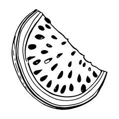 Vector illustration. Juicy watermelon silhouette. Coloring.