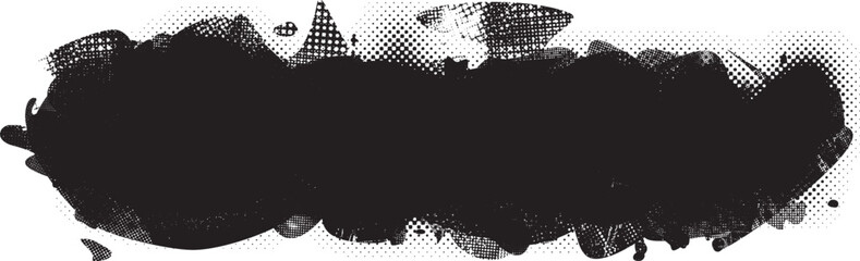 Glitch distorted grange shape . Noise grungy logo . Trendy defect error shapes . Glitched frame .Grunge textured . Distressed effect .Vector shapes with a halftone dots screen print texture.