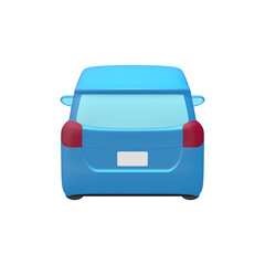 自動車のイラスト素材　デフォルメ　コンパクトカー　5ドアハッチバック　スカイブルー（1_f）