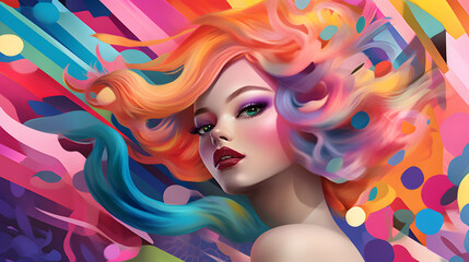 Stylist colorful background of girl illustration