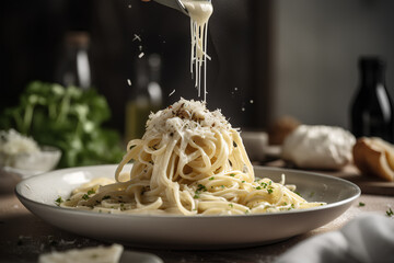 Cacio e Pepe pasta served on a plate.