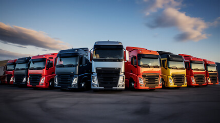 European Truck Fleet . Transportation and Logistics. Ai generative. - obrazy, fototapety, plakaty