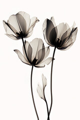 X Ray Black and White Transparent Floral Design