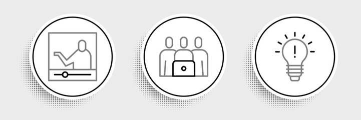 Set line Light bulb with concept of idea, Online education and class icon. Vector