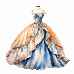 Watercolour Princess Dress Illustration