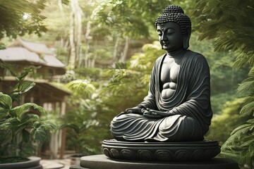 buddha statue in a forest